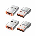 USB to USB C Adapter 4 Pack,10A 200W Fast Charging Data Transfer
