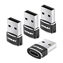USB to USB C Adapter 4 Pack,Type-C Female to USB A Male OTG Adapter