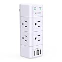 USB Wall Outlet Expander Surge Protector, Eienko 6 Outlet Extender with Multi Plug Outlet, Outlet Splitter with 3 USB Ports(2U1C) with Rotating Plug, 1680 Joules,White