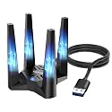 WAVLINK WiFi 6E USB Adapter for Desktop PC, AX5400 Tri-Band 6GHz/5GHz/2.4GHz Wireless Network Adapter with 4x3dBi High Gain Antennas, MU-MIMO, OFDMA, WPA3, Supports Windows 11/10 Only