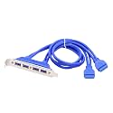 USB20 and USB30 Female Header Panels to Motherboard 9pin 20pin Extension Adapter with 12cm PCIe Bracket(USB3.0 Blue)