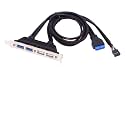 USB20 and USB30 Female Header Panels to Motherboard 9pin 20pin Extension Adapter with 12cm PCIe Bracket(USB2.0 3.0 Bk)