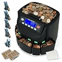 USD Coin Counter Machine with LCD Display,Coin Sorter and Wrapper Machine,Sorts 1￠5￠10￠25￠$1 up to 300 Coins/min,2000-coin Capacity,Business Grade,5 Bins&5 Tubes,Automatic Wrapper (Matte Black)