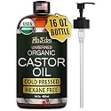 USDA Organic Castor Oil for Hair Growth, Cold-Pressed 16 Oz, USA Made