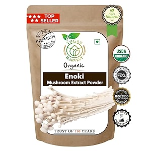 usda organic enoki mushroom extract powder 100 gm  benefits of polysaccharide  boosts immune system by yogan harvest