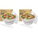 Useful Co. 5QT Salad Bowl Set on Ice, Large Salad Bowl with Lid & 2 Servers, Chilled Tray for Cold Food, Party Buffet, Platterbox with Ice, Chilled Serving, Cold Food Buffet Server (Pack of 2)