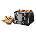 Usha iToast 4 Slice Pop Up Toaster | 1400W | 6 Browning Settings | Cool Touch, Shock Proof Plastic Body| Removable Crumb Tray | Automatic Bread Centering for Uniform Browning |2 Years Warranty(Black)