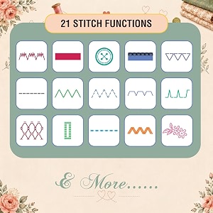 usha janome fully automatic allure deluxe sewing machine13 built-in stitches21 stitch functionsauto needle threaderauto feed droptriple strength stitchbutton hole stitchled sewing lightwhite