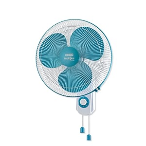 usha maxx air ultra wall fan  400mm sweep size  1350_rpm  aerodynamic blade design for high air delivery  anti - rust protection  100 copper motor  2 year warranty  light blue