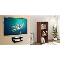 USHA SHRIRAM Book Cabinet and Set Top Box Stand - Storage Shelf for Home/Wall - Wi-Fi Router Stand - Engineered Wood - Brown - 2 Pcs (20x34x92cm &amp; 25x20x8.9cm)