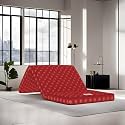 USHA SHRIRAM Essentio 3 Fold Reversible Travel Bed at FACTORY RATE 4-Inch Single PU Foam Mattress (72X36 inch) | Space-Saving, Firm Mattress Ideal for Picnics | 18 Month Warranty | Easy to Carry - Red