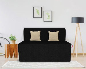 usha shriram folding 1 seater single foam fold out sofa cum bed finish color - black delivery condition - diydo-it-yourself