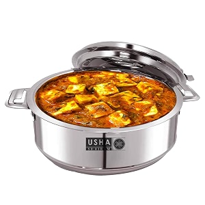 usha shriram stainless steel insulated casserole 2l  hot roti box  double wall insulationamp easy lock lid mechanism  wobble free base glossy durable  hot pot