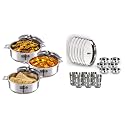 USHA SHRIRAM Stainless Steel Insulated Casserole | Hot Roti Box | Double Wall Insulation,&amp; Easy Lock Lid Mechanism | Wobble Free Base, Glossy Durable | Hot Pot (Dinner Set)