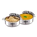 USHA SHRIRAM Stainless Steel Insulated Casserole | Hot Roti Box | Double Wall Insulation,&amp; Easy Lock Lid Mechanism | Wobble Free Base, Glossy Durable | Hot Pot (2Pcs - 1.5L)