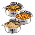 USHA SHRIRAM Stainless Steel Insulated Casserole (1L, 1.5L, 2L) | Double Wall Insulation, Heat Retaining Body &amp; Easy Lock Lid Mechanism | Wobble Free Base, Glossy Durable &amp; Easy to Clean