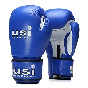 usi universal 609m amateur contest boxing gloves for men amp women top grain hide foam padding sweat wicking lining hook amp loop wrap around closure boxing training gloves blue 12oz
