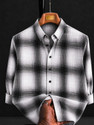 USONA Men Checkered Casual White Shirt