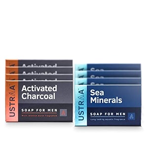 ustraa deo soap for men with sea minerals - 8 x 100 gm pack of 8  fresh aquatic fragrance  deodorizing soap with sea minerals  rich amp intense foam  for all skin types