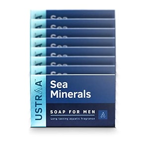 ustraa deo soap for men with sea minerals - 100 gm - pack of 8  fresh aquatic fragrance  deodorizing soap with sea minerals  rich amp intense foam  for all skin types