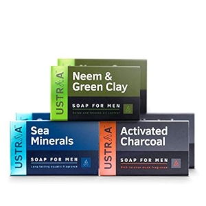 ustraa deo soap for men with sea minerals - 6 x 100 gm pack of 6  fresh aquatic fragrance  deodorizing soap with sea minerals  rich amp intense foam  for all skin types