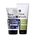 Ustraa De-Tan Face Scrub for Men, 100g | Exfoliation & Effective Tan Removal | Walnut Granules & Face Wash - Oily Skin - 200g - With Basil & Key Lime - For Ane-Prone Skin | No SLS | Checks Acne