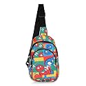 Utazo Mini Cross Kids Bag for Boys &amp; Girls | Cartoon Print Colourful Crossbody Bag | Waterproof &amp; Washable | Adjustable Strap | Kids School, Picnic &amp; Return Gift
