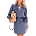 utcoco Women39s Casual Button Down Jean Shirt