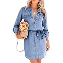 utcoco Women39s Casual Button Down Jean Shirt