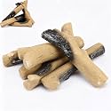 Utheer Gas Fireplace Logs, 5-Piece Small Gas Ceramic Fire Pit Driftwood Log