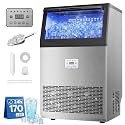 Uthfy Commercial Ice Maker 170lbs/24H, Stainless Steel Under Counter Ice Machine, 50 Ice Cubes in 14 Mins, 55lbs Storage, Self-Clean & Water Filter, Freestanding Ice Machine for Home Bar,Cafe,ETL