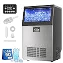 Uthfy Commercial Ice Maker 90lbs/24H, Stainless Steel Under Counter Ice Machine, 36 Ice Cubes in 14 Mins, 40lbs Storage, Self-Clean &amp; Water Filter, Freestanding Ice Machine for Home Bar,Cafe