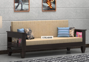 utkarsh solid sheesham wood three seater sofa cum bed for bedroom living room  3 seater single solid wood fold out sofa sectional bed finish color - walnut finish - 2 delivery condition - diydo-it-yourself