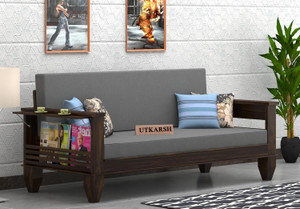 utkarsh solid sheesham wood three seater sofa cum bed for bedroom living room  3 seater single solid wood fold out sofa sectional bed finish color - warm chestnut finish delivery condition - pre-assembled