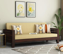 Utkarsh Solid Sheesham Wood Three Seater Sofa Cum Bed For Bedroom/ Living Room || 3 Seater Single Solid Wood Fold Out Sofa Sectional Bed (Finish Color - Walnut Finish - 1 Delivery Condition - DIY(Do-It-Yourself))