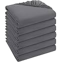 Utopia Bedding Fitted Sheet (Bulk Pack of 6) - Deep Pocket - Easy Care - Soft Brushed Microfibre Fabric - Shrinkage and Fade Resistant (Single, Grey)