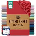 Utopia Bedding Fitted Sheet King, Red - Deep Pocket 14 inch - Easy Care - Soft Brushed Microfibre Fabric - Shrinkage and Fade Resistant - Bottom Sheet