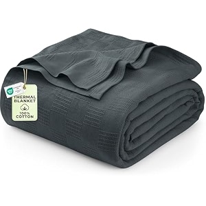 utopia bedding premium cotton blanket king grey - soft breathable thermal blanket - ideal for layering any bed