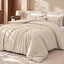 Utopia Bedding Queen Comforter Set Beige, Comforters Queen Size 3 Pieces Bedding Comforters Sets, Down Alternative Soft Bed Set, 1 Comforter (88 x 88 inches) 2 Pillow Shams (20 x 26 inches)