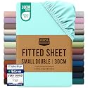 Utopia Bedding Fitted Sheet Small Double / 4ft, Spa Blue - Deep Pocket 12 inch (30 cm) - Easy Care - Soft Brushed Microfibre Fabric - Shrinkage and Fade Resistant - Bottom Sheet