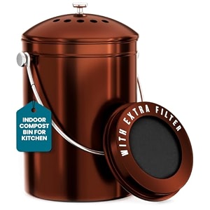 utopia kitchen compost bin for kitchen countertop 13 gallon compost bin for kitchen with lid includes 1 spare charcoal filter copper