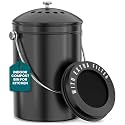Utopia Kitchen Compost Bin for Kitchen Countertop, 1.3 Gallon Compost Bin for Kitchen with Lid, Includes 1 Spare Charcoal Filter (Copper)