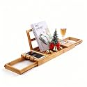 Utoplike Bamboo Bathtub Caddy Tray for Tub, Expandable Bath Table