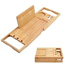 Utoplike Bamboo Bathtub Caddy Tray for Tub, Expandable Bath Table Trays