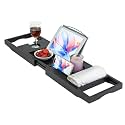 Utoplike Bamboo Bathtub Tray Caddy, Black Bath Tray Table for Tub