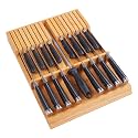 Utoplike In-drawer Knife Block Bamboo Kitchen Knives Drawer Organizer Large
