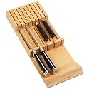 Utoplike Knife Drawer Organizer, Bamboo Knives Block for Kitchen Drawers