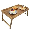 Utoplike Large Acacia Bed Tray Table for Eating, Breakfast Trays with Legs