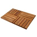 Utoplike Teak Bath Mat, Wood Shower Mats 24 x 16 inch Non Slip for Inside