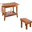 Utoplike Teak Shower Bench Seat Shower Foot Stool for Shaving Legs